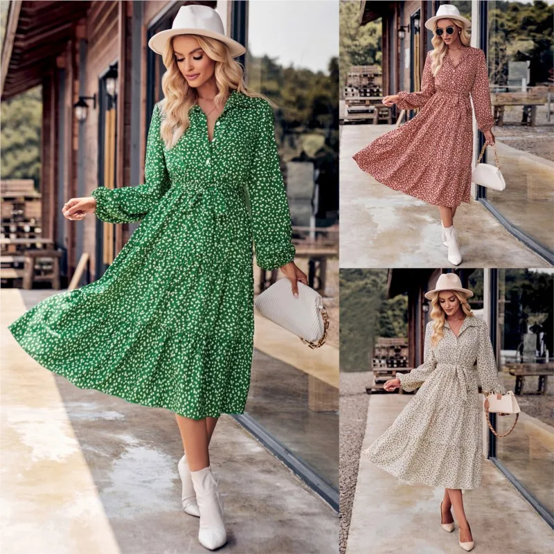 

Женское Повседневное платье-рубашка с длинным рукавом, обтягивающее платье с длинным рукавом и принтом, Осень-зима 2023