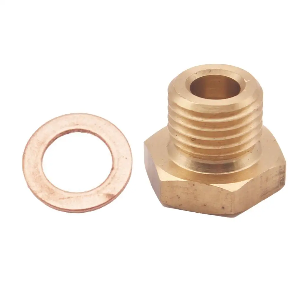 1/8" NPT to M14x1.5 Male Oil Pressure Gauge Adapter Brass with Crush Washer
