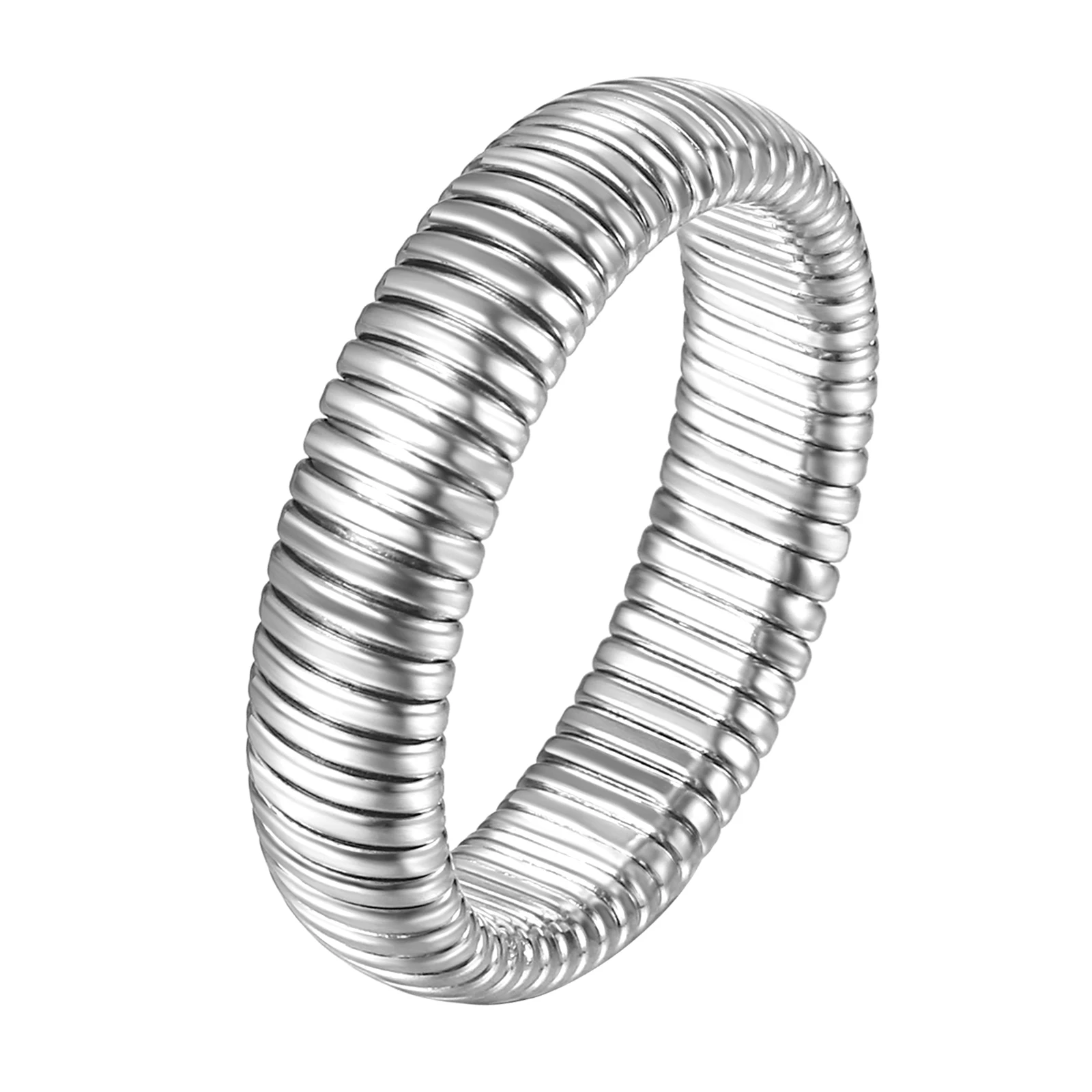 BONISKISS Women Elastic Ring Personality Simple Thick Stainless Steel Women's Gold Ring Micro Elastic Can Be Folded Silver Gold