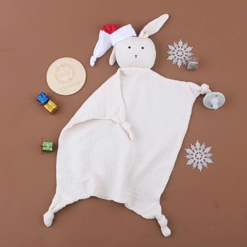 Cotton Muslin Baby Towel Stuffed Rabbit Newborn Cuddling Appease Towel Sleeping Security Blanket Face Kids Christmas Gift