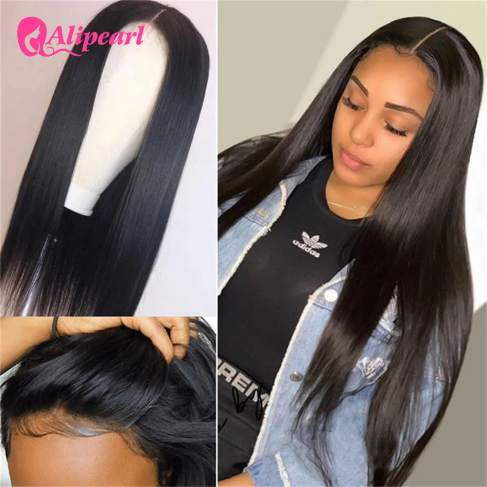 AliPearl Straight Lace Closure Human Hair Wigs Brazilian 6x6 HD Transparent Lace Wig For Women Pre Plucked AliPearl Hair Wig
