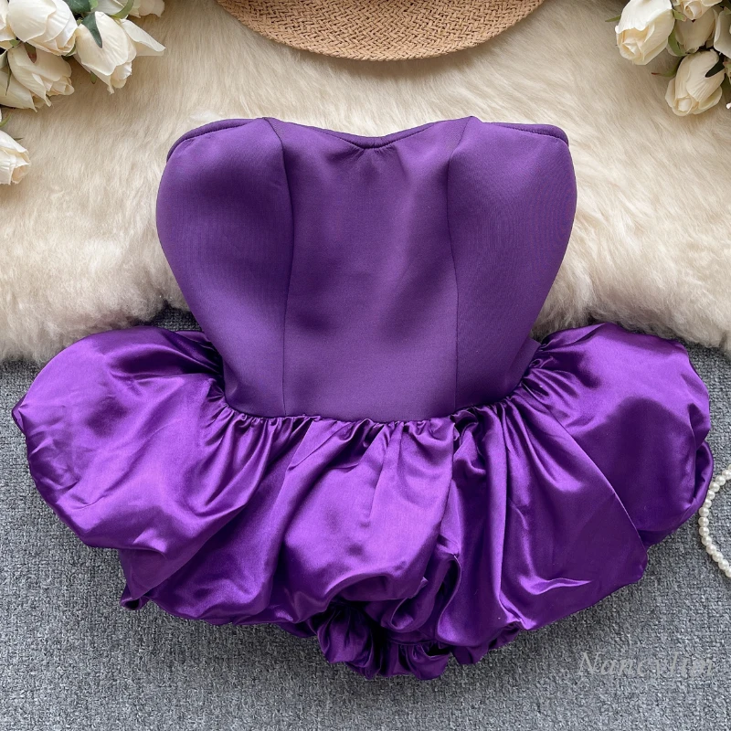 

Light Luxury High-Grade Tube Top Women's Summer Satin Tank Beautiful Temperament Sexy Woman's Y2k Top 2023 Large Size