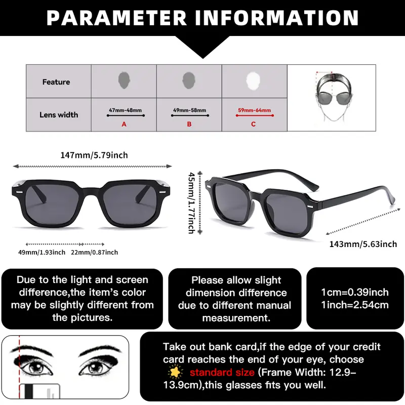 1Pc Men's Fashion Glasses New Trendy Square Frame Retro Rivet Y2K Music Festival Cool Street Style Decoration Suitable for Daily - Image 6