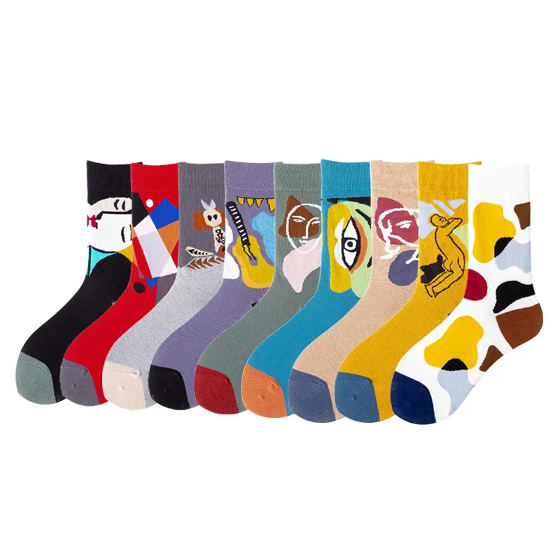 

Socks Men's Mid-tube Socks Autumn And Winter Personality Ins Trend Cotton Socks Geometric Pattern Couple Stockings Wild Sports