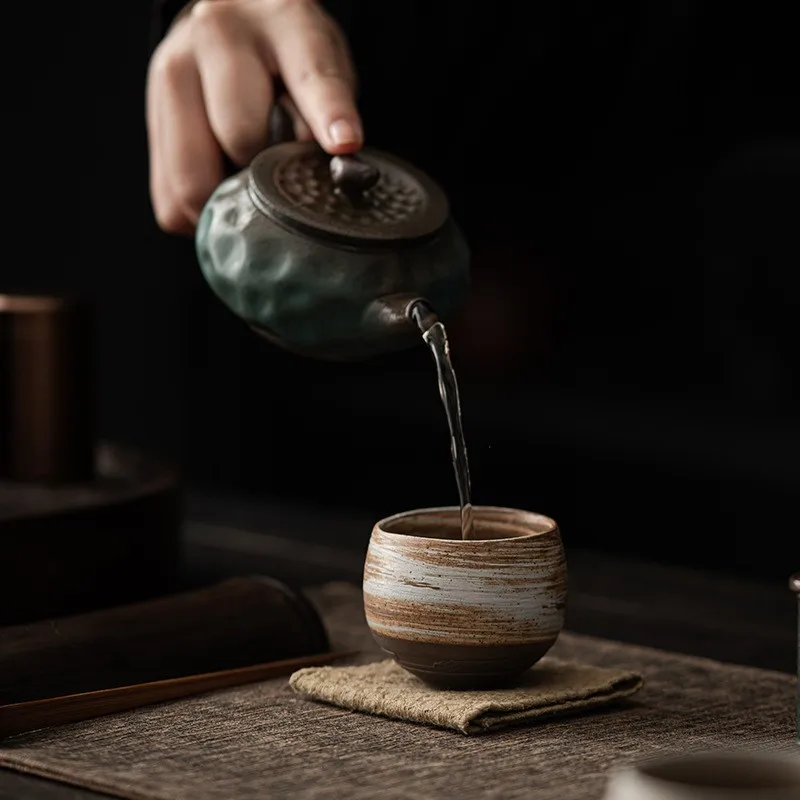 Japanese Style Tea Mugs Handmade Stoneware Tea Cup Kung Fu Set Small Single Cup Ancient Style
