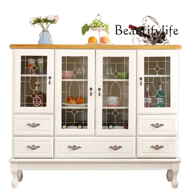 ตู้ครัวสีขาวทันสมัยพร้อมมือจับครบชุด ตู้เก็บของสไตล์นอร์ดิก ตู้เก็บของในครัว ตู้เก็บของอเนกประสงค์ เฟอร์นิเจอร์ 6