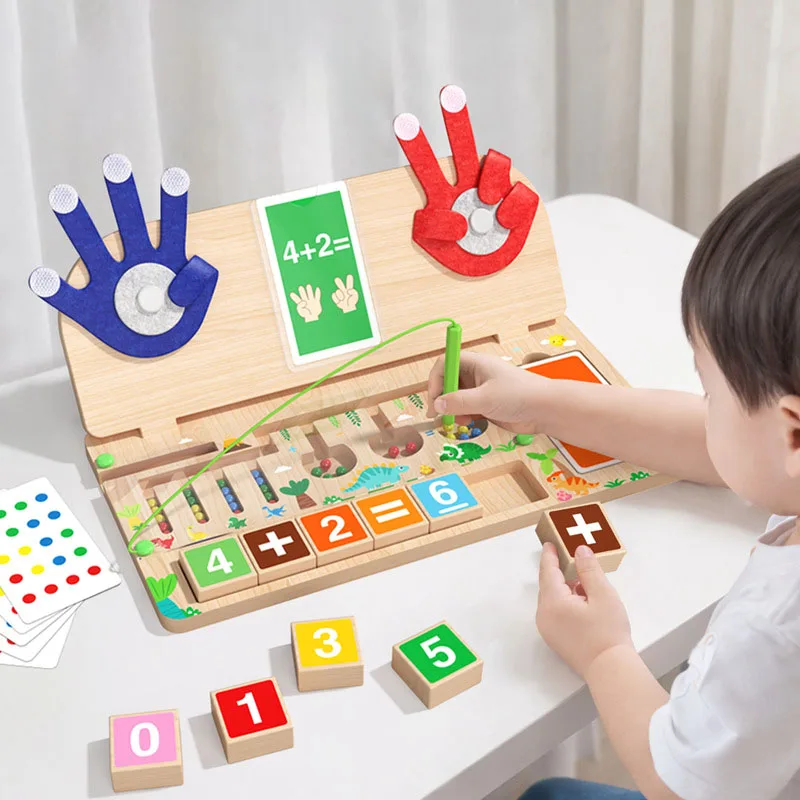 Kids Wooden Finger Numbers Math Toy Clip Beads Game Pen Control Training Children Counting Early Learning Educational Toys