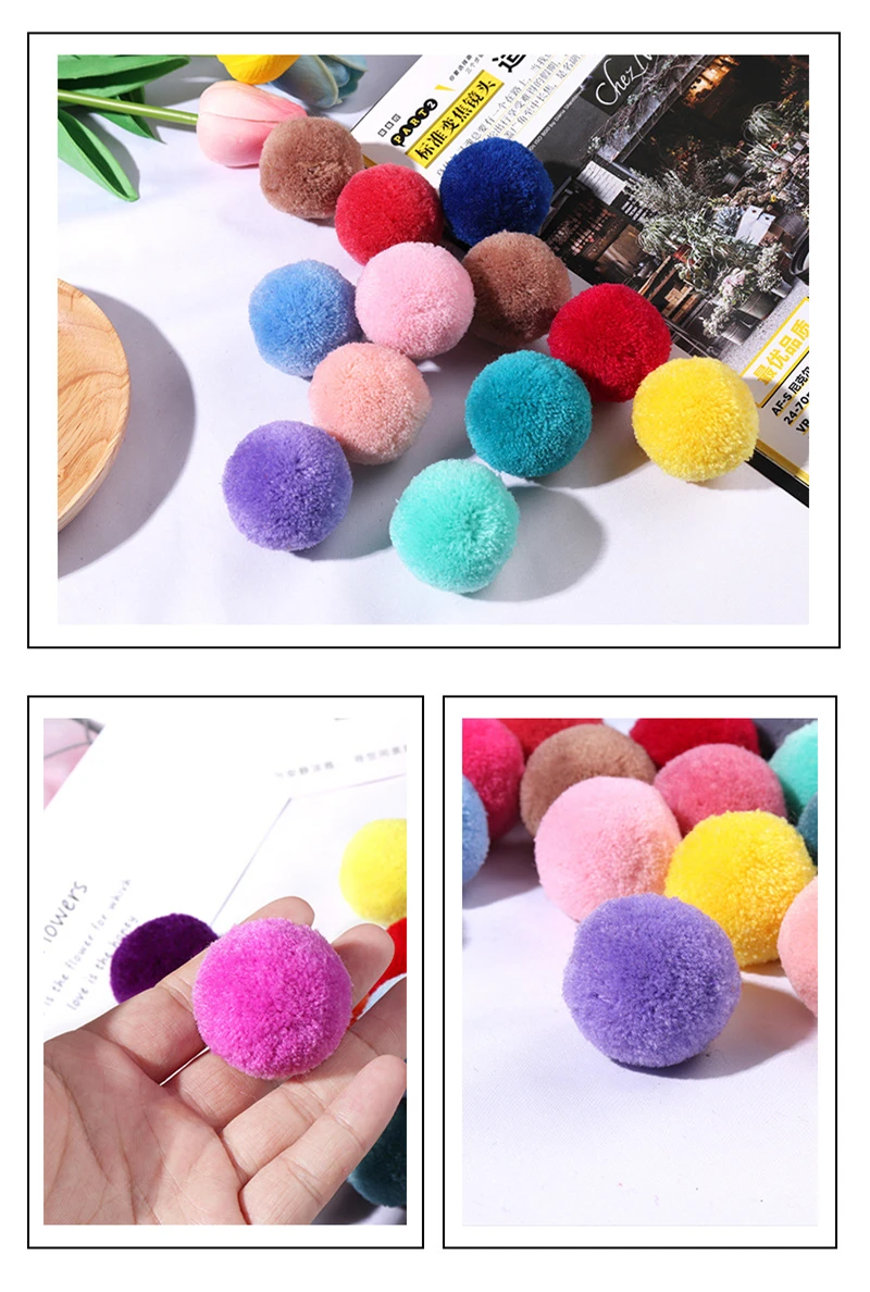 Mehrgrößen-Pompons 15mm/20mm/25mm/30mm/40mm Weiche Flauschige Plüsch-Bommeln für DIY-Bastelarbeiten Hochzeit Nähen Party-Zubehör – Detail 4