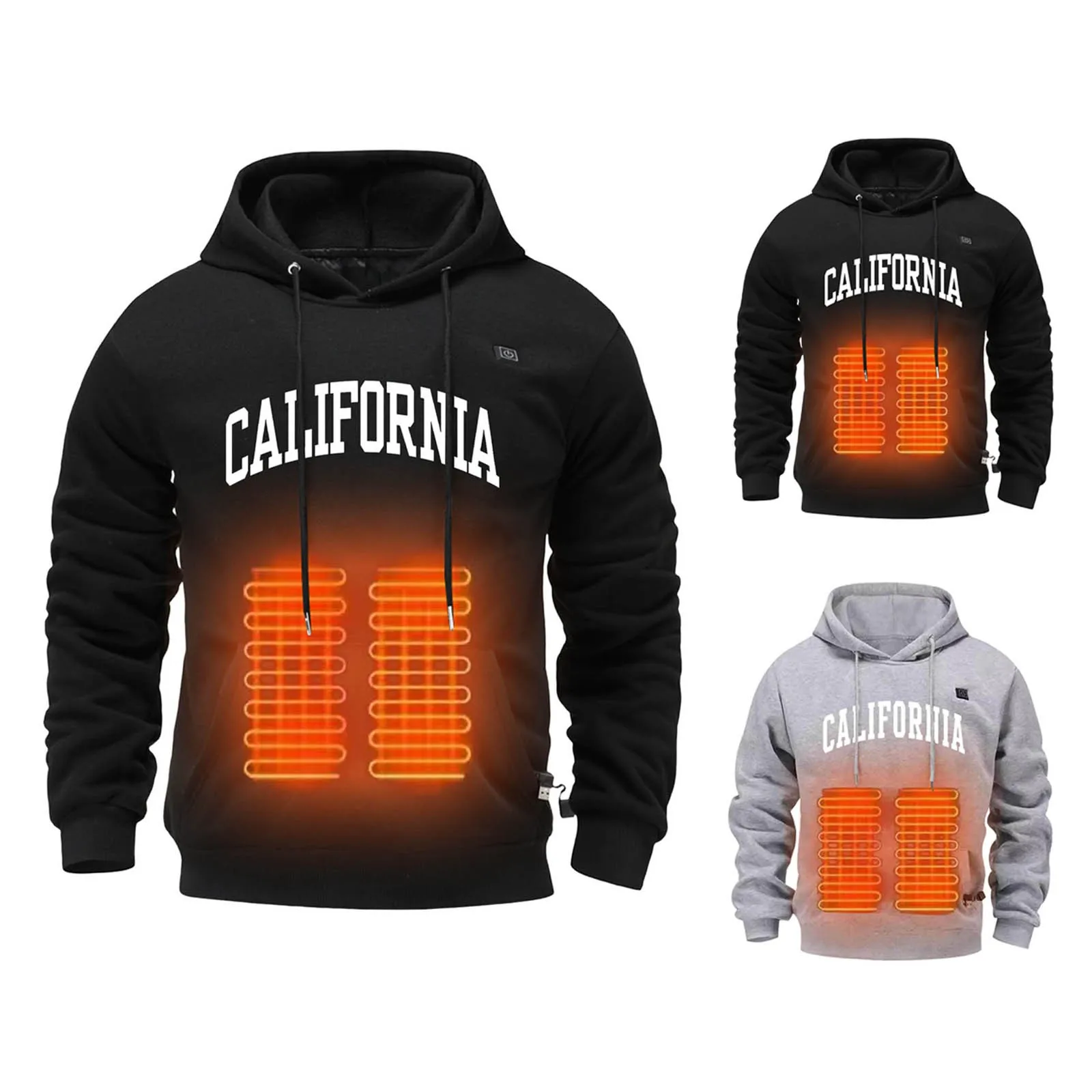 Mens USB Electric Heating Hoodie Sweatshirt