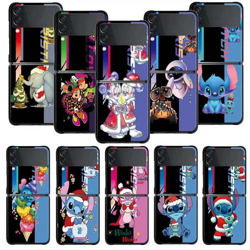 Custodia Per Samsung Galaxy Z Flip 5 Z Flip 4 Z Flip3 5G Per Galaxy Z Flip Hard Cover Mickey Minnie Walle Dumbo Stitch Christmas