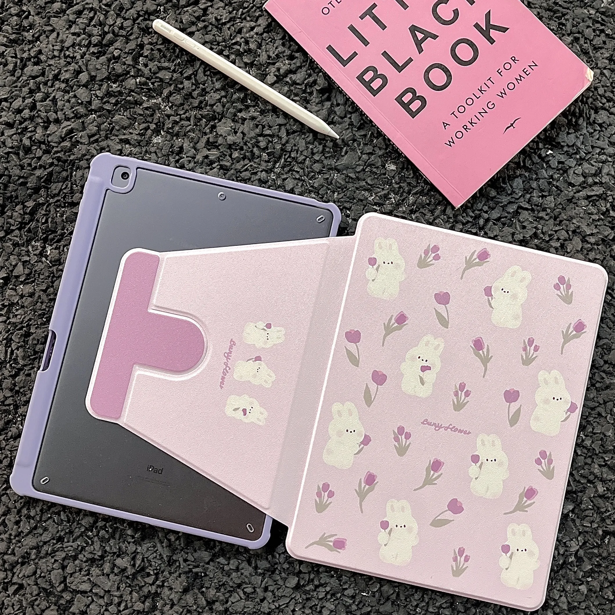 Rotação Case Coelho dos Desenhos Animados para o Ipad 10.2 7th 8th 9th 9.7 6th 11 12.9 Mini ar 5th Capa com Slot Lápis Titular 360 - Imagem 4