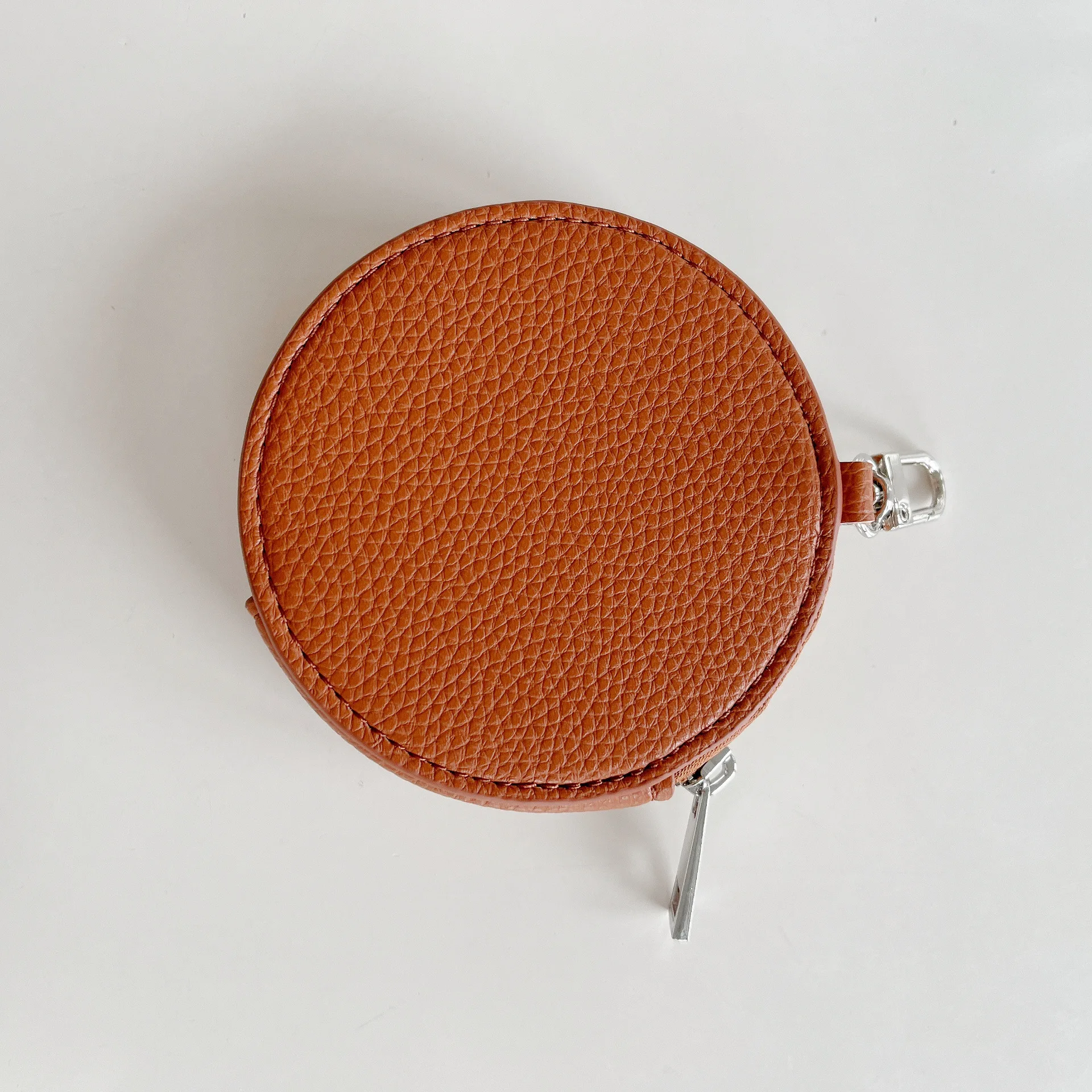 Japanese and Korean women's round zipper short small headset bag keychain with lock Fashion pu leather coin wallet coin purse,women wallet,coin wallet