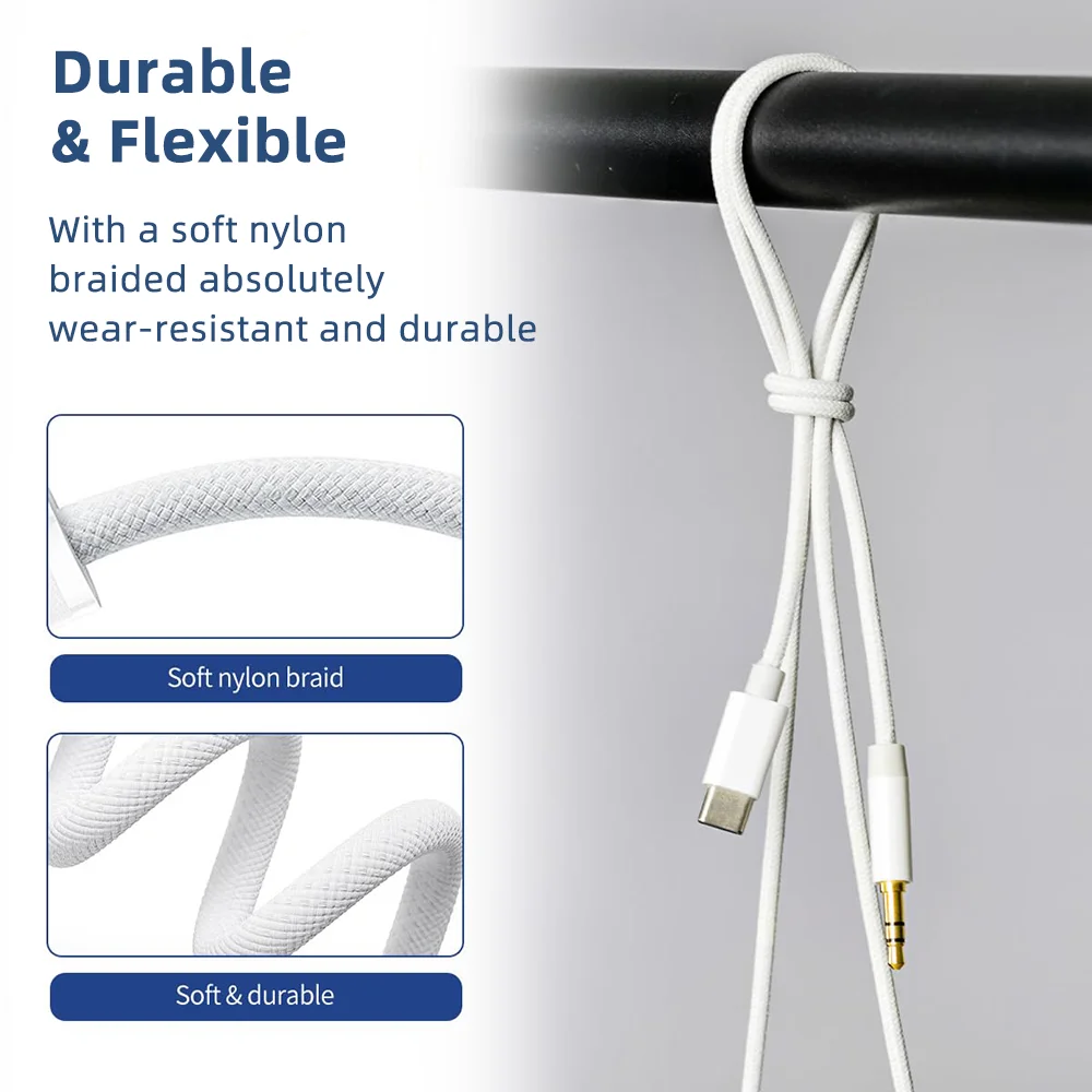 AUX Audio Cable Type C USB C to 3.5mm Jack AUX Cord Car Speaker Headphones Adapter for iPhone 17 16 15 for Samsung Galaxy Xiaomi