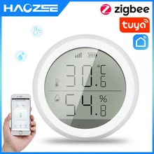 Capteur de température et d'humidité intelligent avec écran LED, pour maison connectée, compatible avec Google Assistant et Tuya Zigbee Hub