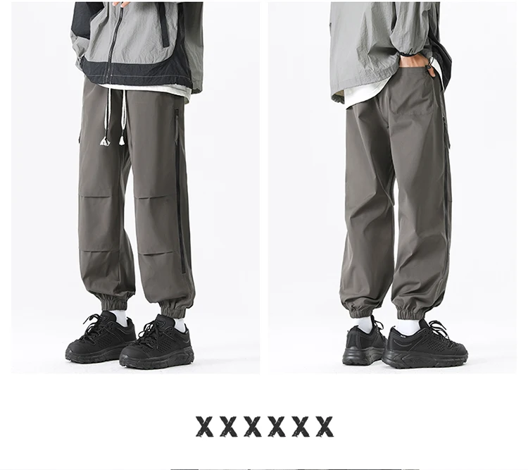 Description Picture 3 of itemSpring Men Drawstring Jogger Pants Hip Hop American Vintage Cargo Pants Streetwear Sweatpants Casual Fashion Trousers Clothing