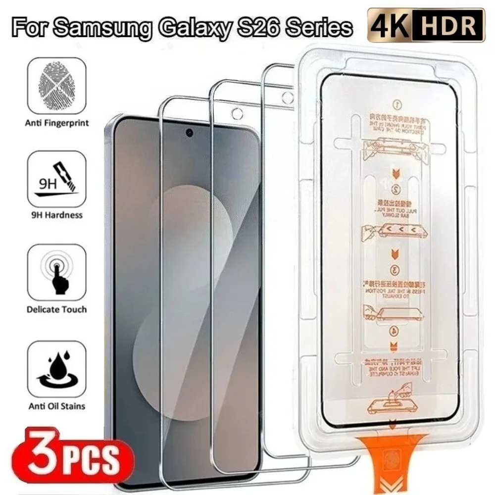 3-teiliger Vollbild-Displayschutz für Samsung Galaxy S26 S25 S24 Ultra S23 S22 Plus S25 Edge S24 S23 FE Einfache Installation Glasfolie