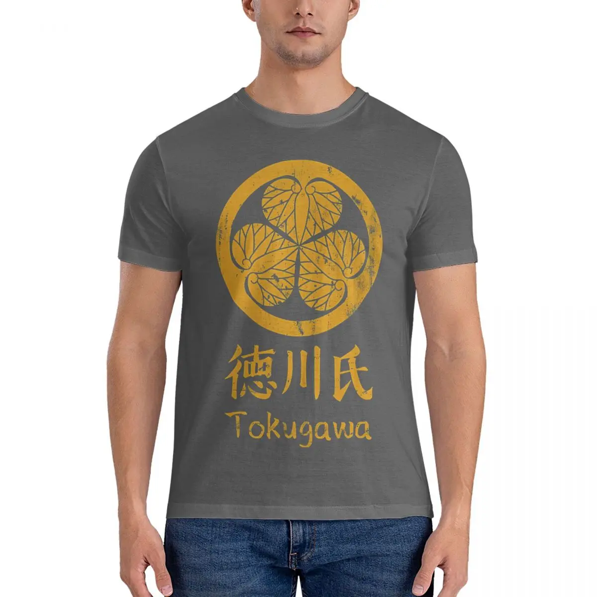 thumbnail image 1 of Camisetas Tokugawa para hombre, con el logotipo del clan japonés, camisetas locas, de manga corta y cuello redondo, de algodón puro estampado., 1 of 7