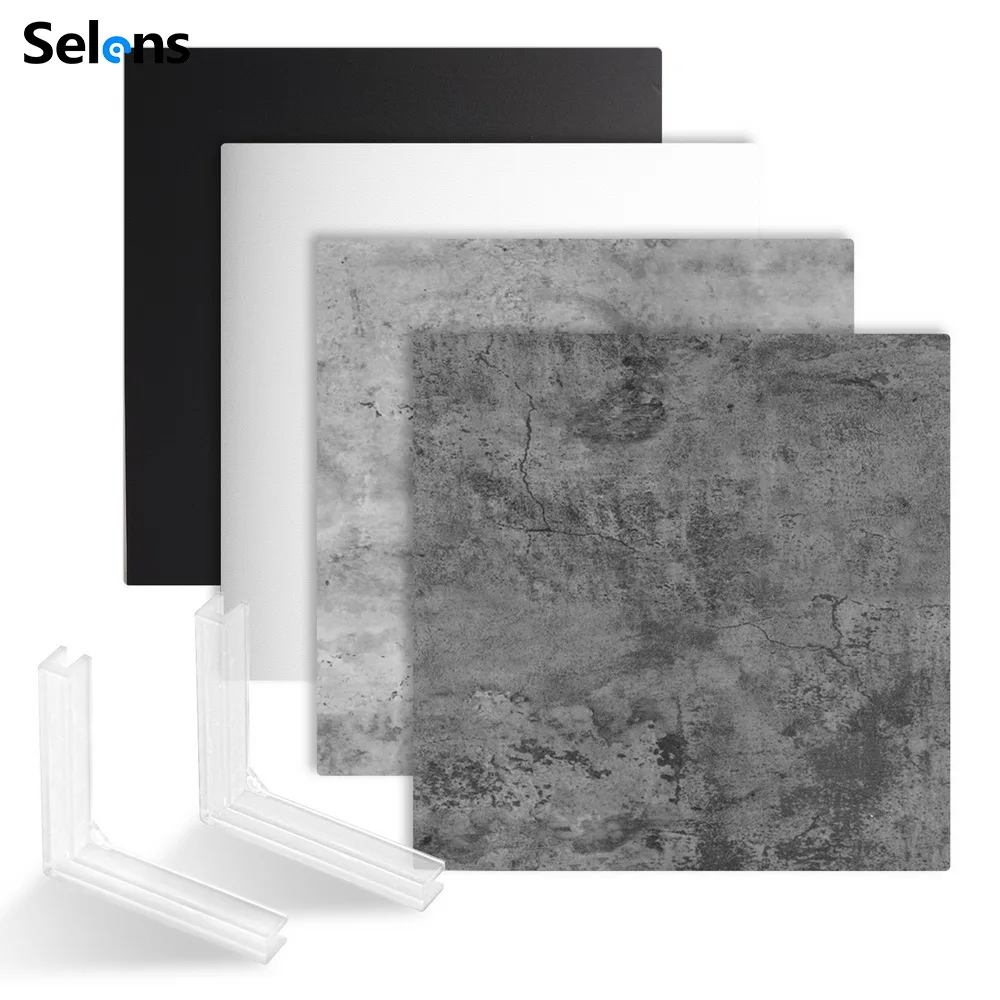 Selens 실물 같은 목재 시멘트 양면 질감 배경 보드, 사진 배경, 23.62x23.62 인치, 60x60cm