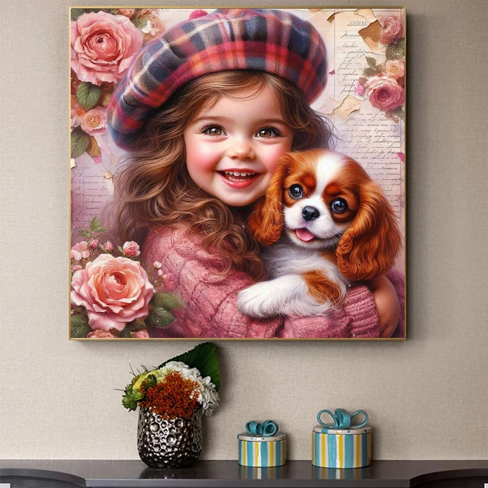 DIY Diamond Painting New 2025 Cute Little Girl and Pet Dog Full Diamond Mosaic Embroidery Art Stitch Home Decoration Craft Kit - 2