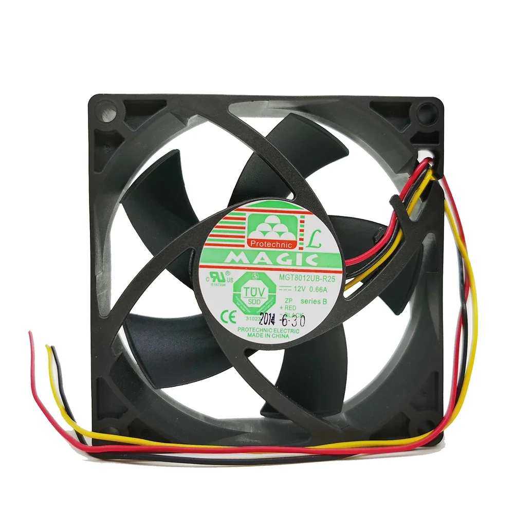 

Original MGT8012UB-R25 8025 DC12V 0.66A 7.92W 80*80*25mm 3-wire heat dissipation fan air 4800RPM blower