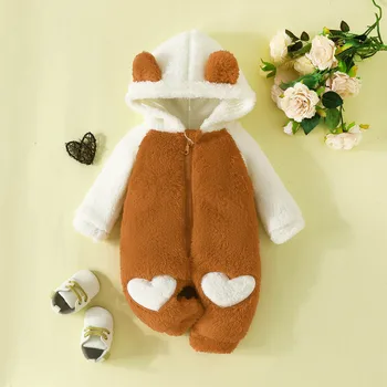 0-2Y Newborn Baby Rompers Spring Autumn Warm Fleece Baby Boys Costume Baby Girls Clothing Animal Overall Baby Outwear Jumpsuits 2