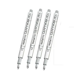Waterproof Metallic Brush Paint Marker Set - Gold & Silver Craft Supplies (Hard silver 4pcs)