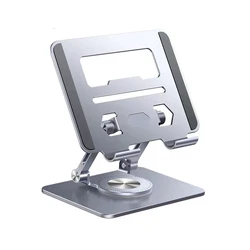 Stable Desktop Tablet Stand with Heavy - Duty Metal Base and Adjustable Viewing Angles (Silver)