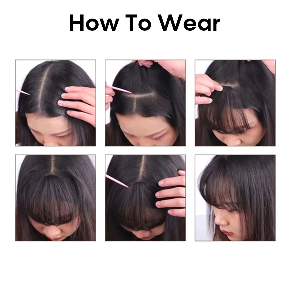 Bangs Hair Clip in Bangs Wispy Bangs Fringe with for Women Clip on Air Bangs Flat Neat Bangs Hair Extension for Daily Wear images - 6