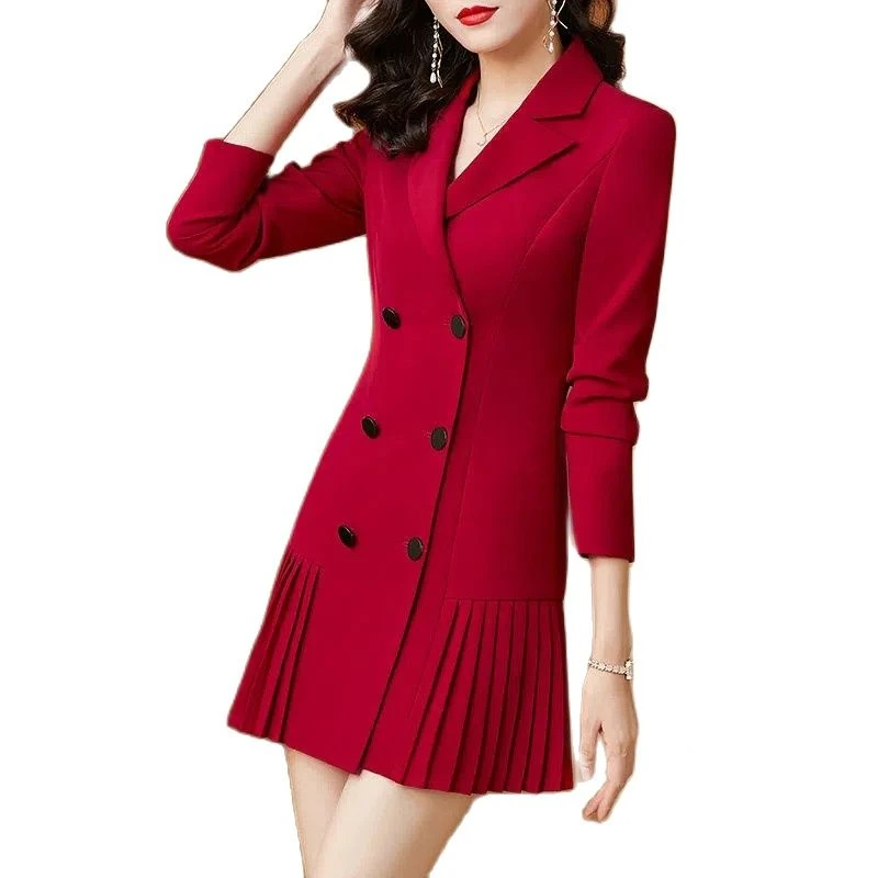 Long Suit Jacket Female Spring Autumn Coat 2022 New Double Breasted