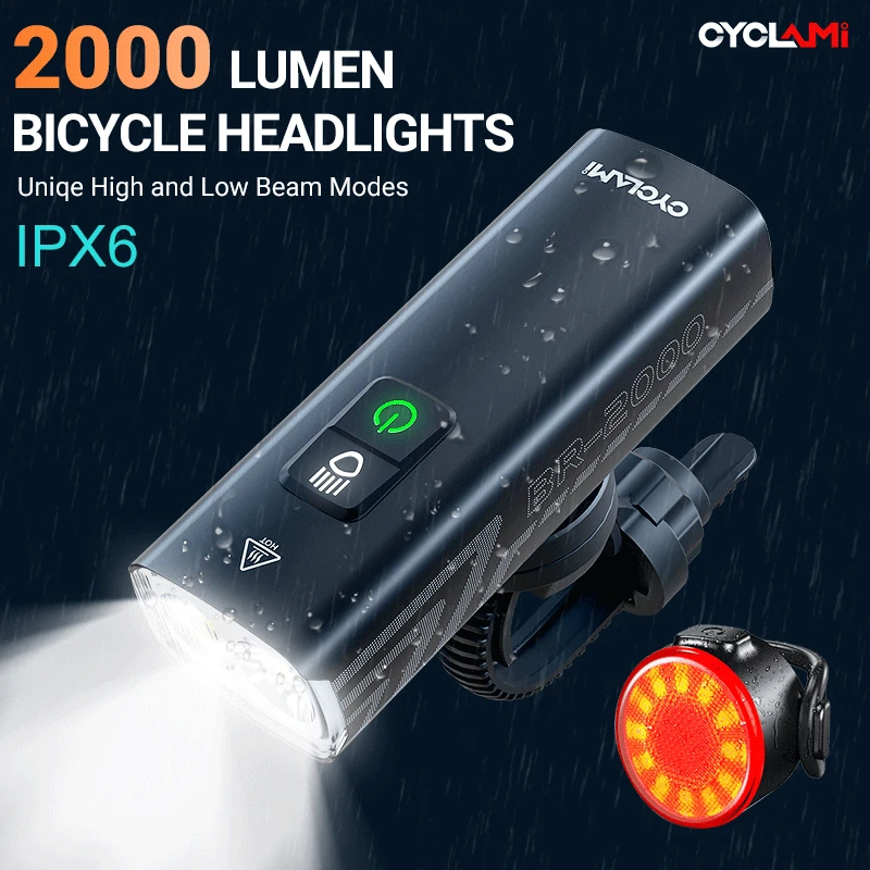 CYCLAMI Bicycle Light 1200LM T6 LED Rechargeable Set Road MTB Bike Front Back Headlight Lamp Flashlight Cycling Light Group bicycle light