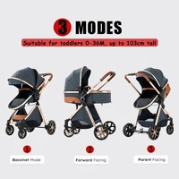 Chaud et confortable 3 en 1 bébé poussette avec siège auto luxe bébé landau léger infantile poussette haute paysage poussette 3