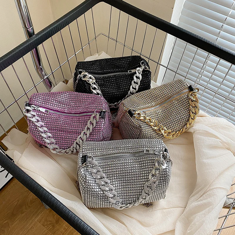 Luxury Designer Shiny Shoulder Bag Shining Evening Clutches Handbag Party Purses Gold Silver 2023 New Women's Bag - Image 5