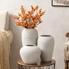 Home Minimalist Ceramic Vase, Countertop Solid Color Creative Japanese Dried Flowers Hydroponic Vase Ornament 3