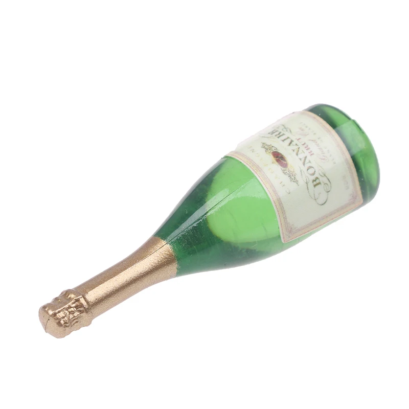 2 Pc Dollhouse Champagne Drink Bottles 1/12 Scale Mini Dollhouse Decor