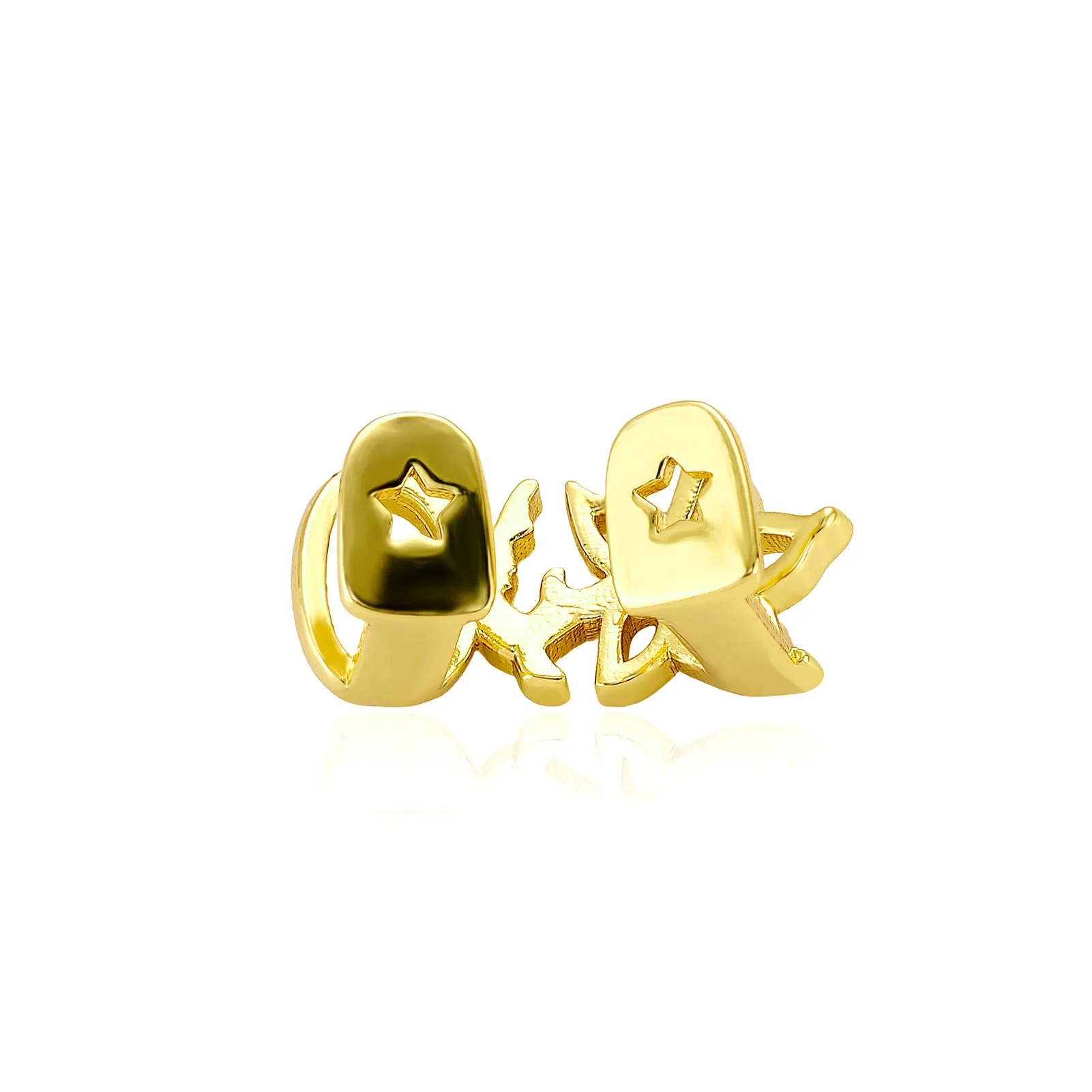 Glossy Double Flower Tooth Jewelry in Gold/Silver
