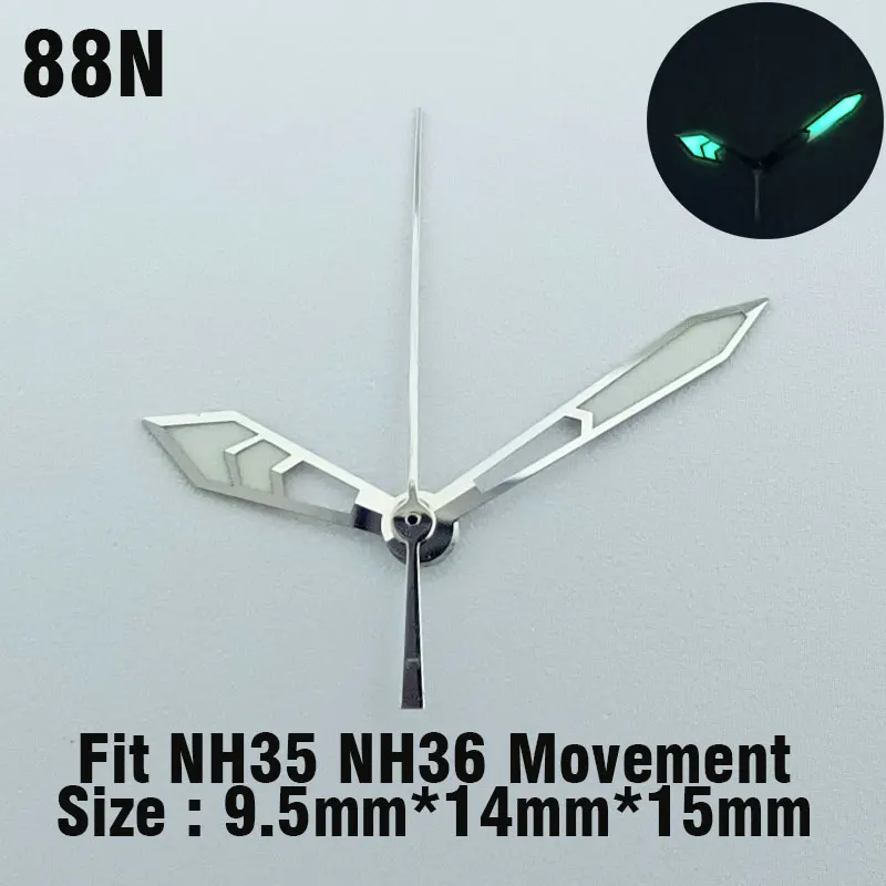 NH35 핸드 워치 핸드 포인터, NH36 NH35 4R35 4R36 무브먼트, 녹색 발광 SKX007 시계 교체 부품 조립 액세서리