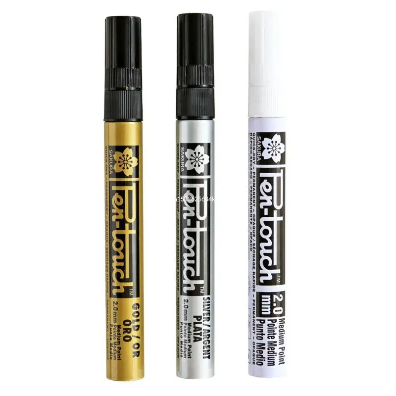 

3 Pack Permanent Oil Based Paint Marker Pens 0.7/1/2mm Tip Quick Dry Waterproof for Painter Artist DIY Handmade Lover Dropship