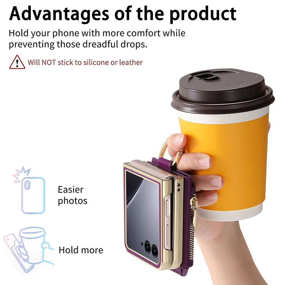 Luxury Card Pocket Wallet Mirror Stand Leather Case with Ring Holder