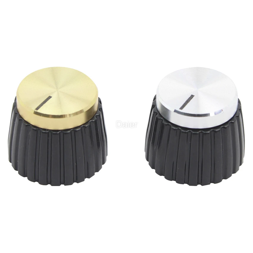 10PCS 6.35MM Guitar Aluminum Mini Marshall Style Guitar Pedal Plastic Knobs With Set Screw MSL-G/S