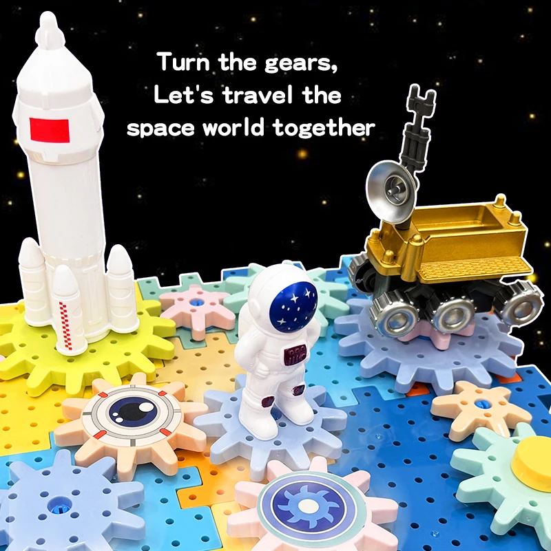 Large Particle Building Blocks Dinosaur Windmill Gear Building Blocks Playground 2-in-1 Children's Electric Science and Educatio