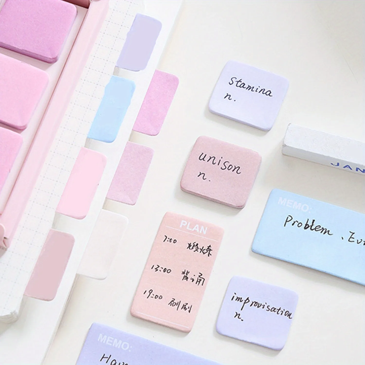 Vibrant Sticky Note Collection - 210 Sheets, Assorted Sizes & Colors, Round Corner Design