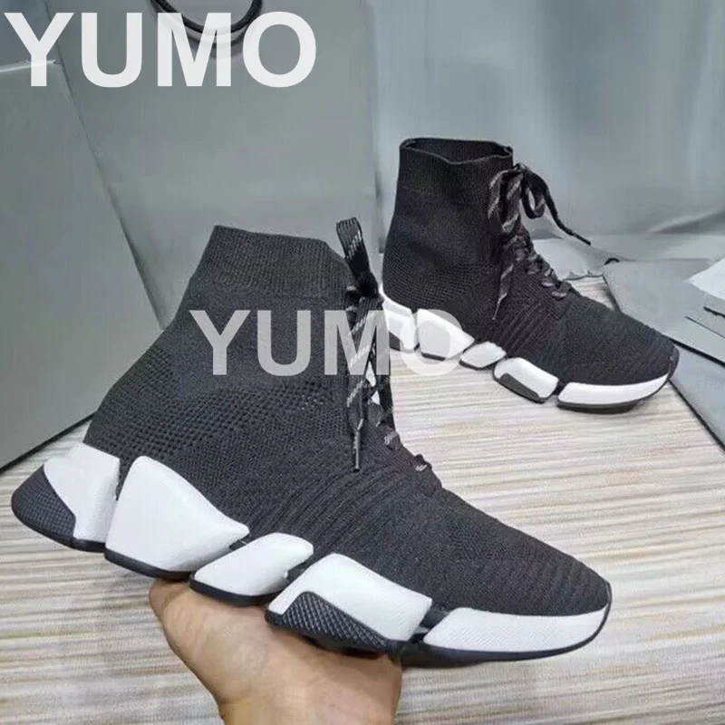 

Spring Autumn Knitted Stretch Men Sneakers Lace-up Platform Designer Shoes Trainers Speed Casual Shoes Socks Shoes For Women