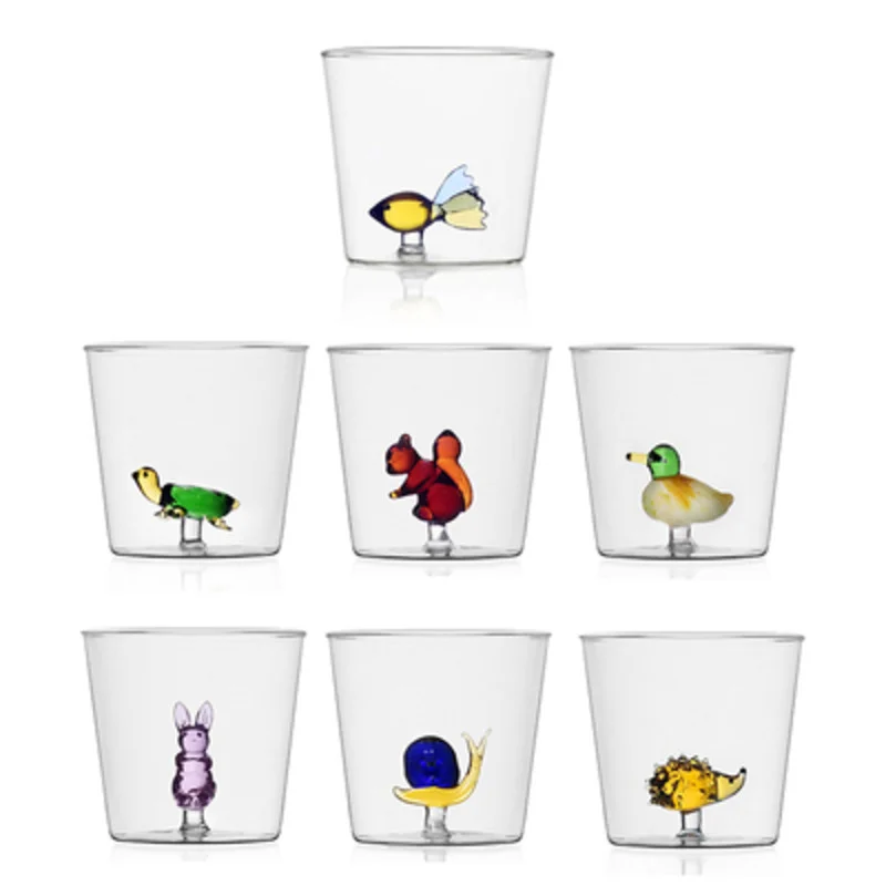 300ml Cute 3D Animal Farm Glass Cup Italy Ichendorf Design Glassware Drink Cup Whiskey Glasses Coffee Mug Kids Milk Water Teacup