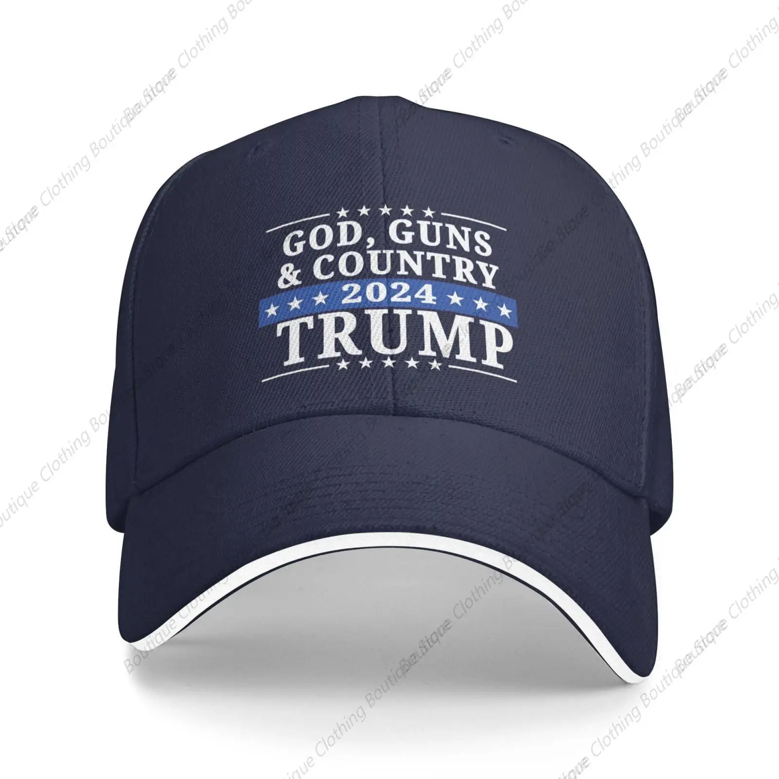 Pro Trump 2024 God, Guns, & Country Hat Trucker Hat Baseball Cap Navy Blue