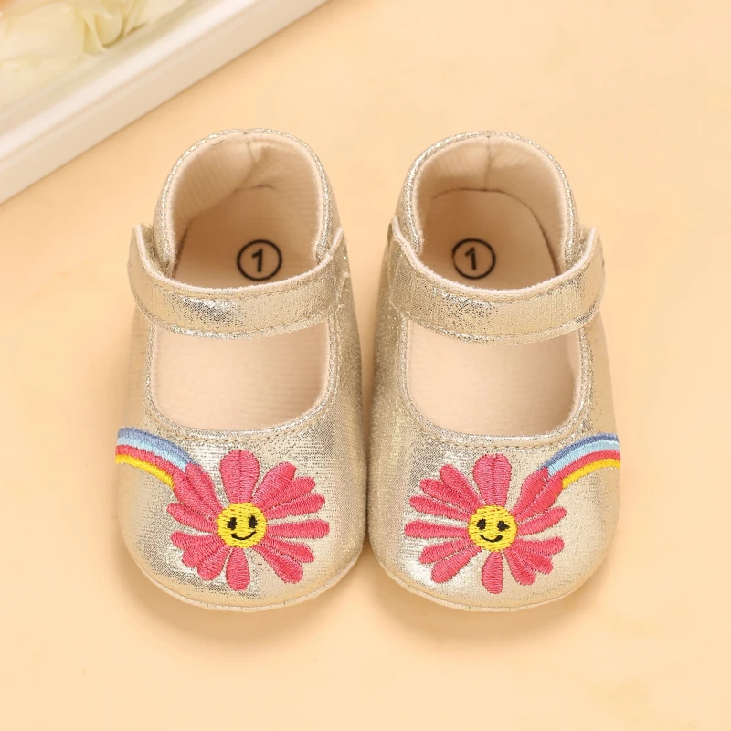 Zapatos dorados para bebé recién nacido de 0 a 18 meses, zapatillas de tela antideslizantes, elegantes, transpirables, informales, para primeros pasos