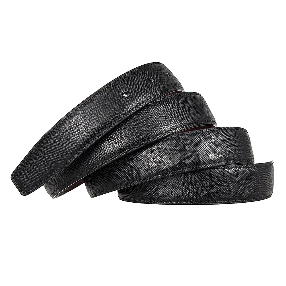 High Quality 2.8cm Width Mens Genuine Cow Leather Belts No Buckle Hole Belt For Men Male Waist Belts Strap Black