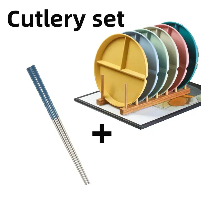 Three-Grid Western Compartment Plate For Food Fruit Salad Divided Plate Wheat Straw Diet Meal Food Tray Kitchen Dinnerware