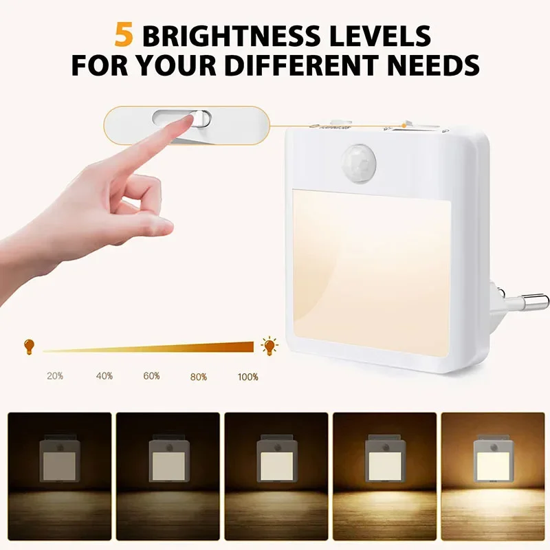 Dimmable LED Motion Sensor Night Lights - Warm White Ambient Lighting