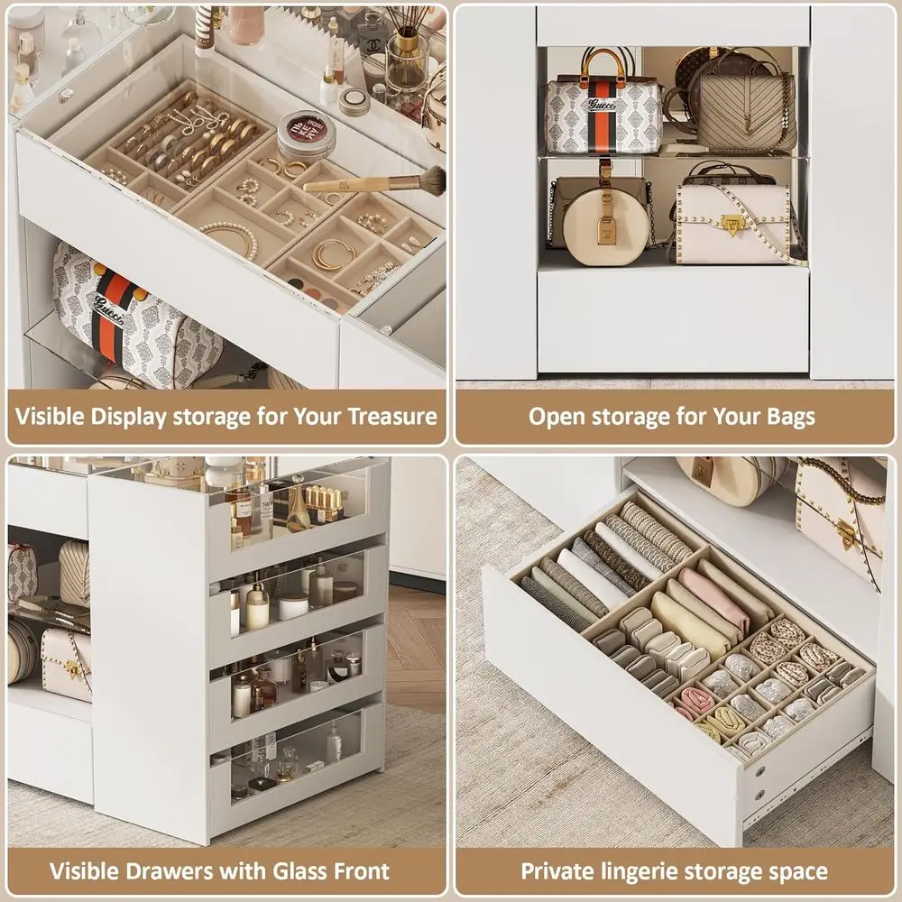 White Wardrobe Island with Drawers 4