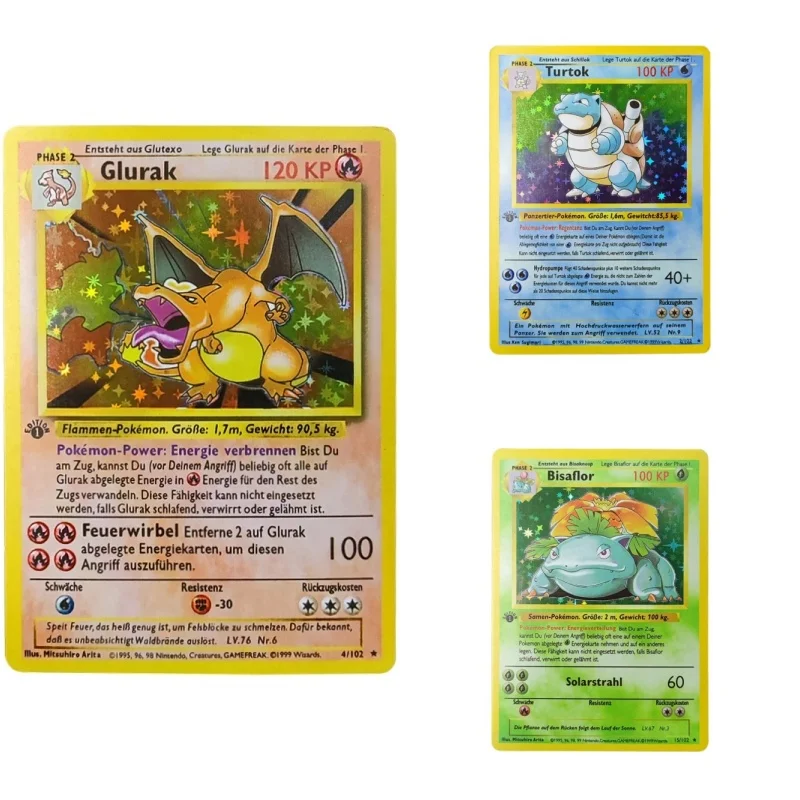 

Pokemon 1996Years Base Set German Card Ptcg Charizard Bulbasaur Pikachu Game Collection Gift Diy Flash Cards Children Self Made